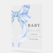 Blue Bow Baby Shower Einladung, Boy Baby Dusche Acrylschild (Winkel)