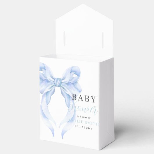 Blue Bow Baby Shower Einladung, Boy Baby Dusche Geschenkschachtel (Geöffnet)