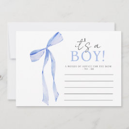 Blue Bow Baby Shower Einladung, Boy Baby Dusche Hinweiskarte