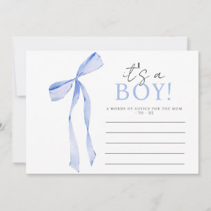 Blue Bow Baby Shower Einladung, Boy Baby Dusche Hinweiskarte
