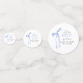 Blue Bow Baby Shower Einladung, Boy Baby Dusche Konfetti (Rückseiten)