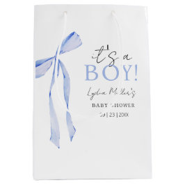 Blue Bow Baby Shower Einladung, Boy Baby Dusche Mittlere Geschenktüte