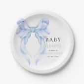 Blue Bow Baby Shower Einladung, Boy Baby Dusche Pappteller (Vorderseite)