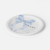 Blue Bow Baby Shower Einladung, Boy Baby Dusche Pappteller (Schrägansicht)