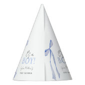 Blue Bow Baby Shower Einladung, Boy Baby Dusche Partyhütchen (Rückseite)