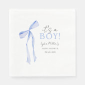 Blue Bow Baby Shower Einladung, Boy Baby Dusche Serviette (Vorderseite)