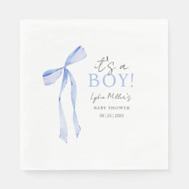 Blue Bow Baby Shower Einladung, Boy Baby Dusche Serviette