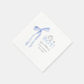 Blue Bow Baby Shower Einladung, Boy Baby Dusche Serviette (Ecke)