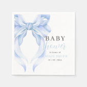 Blue Bow Baby Shower Einladung, Boy Baby Dusche Serviette (Vorderseite)