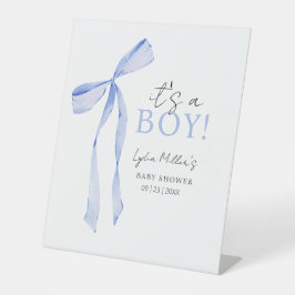 Blue Bow Baby Shower Einladung, Boy Baby Dusche Sockelschild