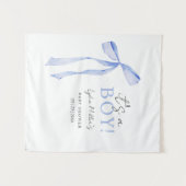 Blue Bow Baby Shower Einladung, Boy Baby Dusche Wandteppich (Vorderseite (Horizontal))