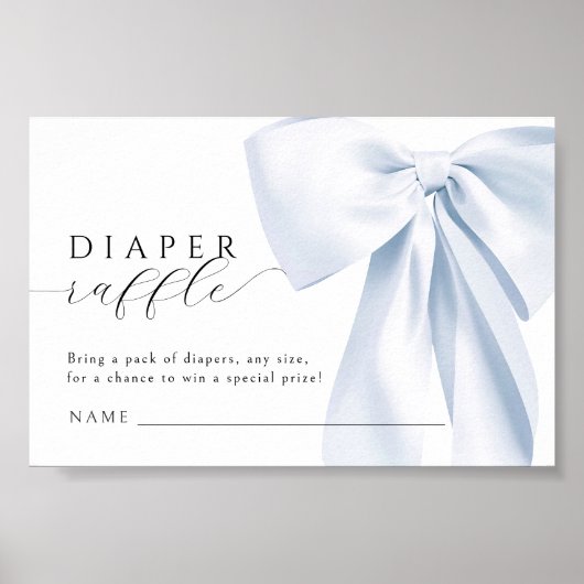 Blue Bow Baby Shower Sofortdownload Poster (Vorne)