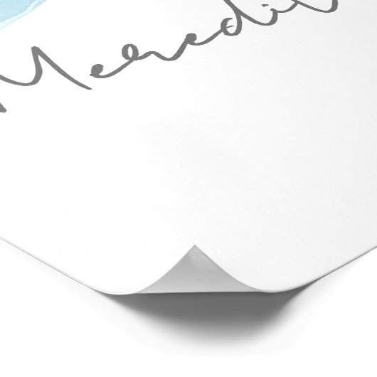 Blue Bow Baby Shower Welcome Sign Poster (Ecke)