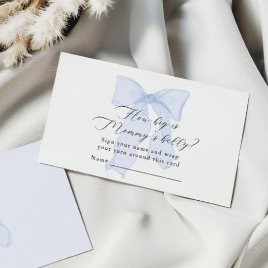 Blue Bow Baby Shower Wie groß ist Mommy's Bauch Begleitkarte