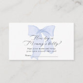 Blue Bow Baby Shower Wie groß ist Mommy's Bauch Begleitkarte (Vorderseite)