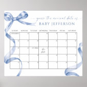 Blue Bow Baby Showrate Terminkalender Poste Poster (Vorne)