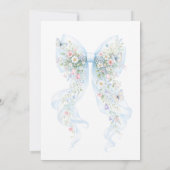 Blue Bow Baby Sprinkle Floral Baby Shower Einladung (Rückseite)