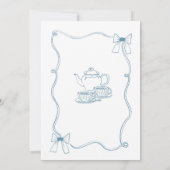Blue Bow Baby wird Tea Brunch Baby Dusche Einladung (Rückseite)
