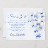 Blue Bow Balloons Girl Geburtstag Danke Karte (Vorderseite)