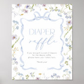 Blue Bow Band Wildblume Diaper Raffel Poster (Vorne)