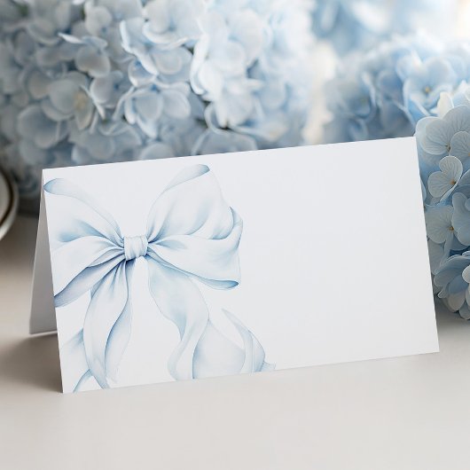 Blue Bow - Baptism Place Cards