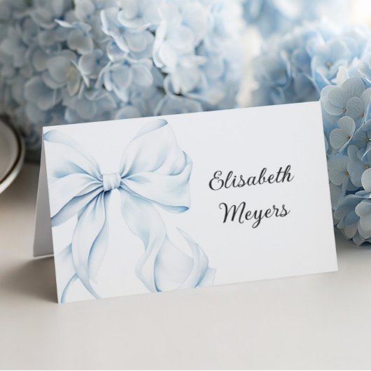 Blue Bow - Baptism Place Cards Tischnummer