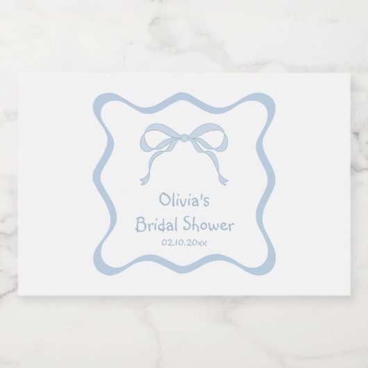 Blue Bow bindet den Knot-Brautparty-Champagner Schaumweinetikett (Einzelnes Label)