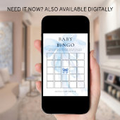 Blue Bow Bingo Baby Shower Game Card Einladung