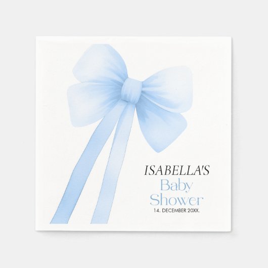 Blue Bow Birthday Serviette (Vorderseite)