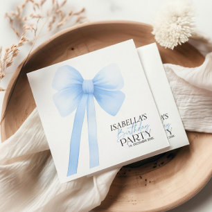 Blue Bow Birthday Serviette