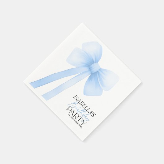 Blue Bow Birthday Serviette (Ecke)