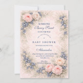 Blue Bow Blueberry Baby Shower Einladung (Vorderseite)