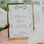 Blue Bow Blume Bouquet Bar Sign Poster
