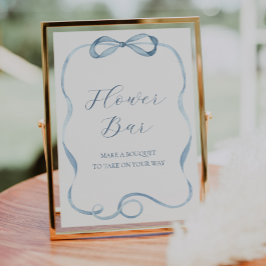 Blue Bow Blume Bouquet Bar Sign Poster