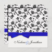 Blue Bow Blume Hochzeitseinladung Einladung (Vorne/Hinten)