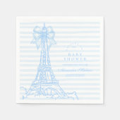 Blue Bow Bonjour Bebe Baby Dusche Serviette (Vorderseite)