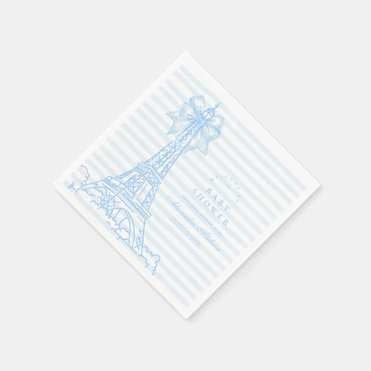 Blue Bow Bonjour Bebe Baby Dusche Serviette (Ecke)