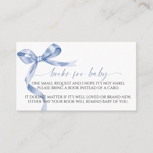 Blue Bow Book for Baby Enclosure Card Begleitkarte (Vorderseite)
