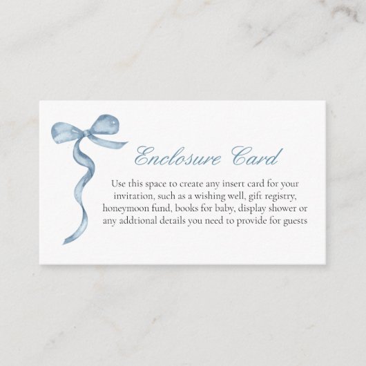 Blue Bow Bow Baby Custom Enclosure Card Begleitkarte (Vorderseite)