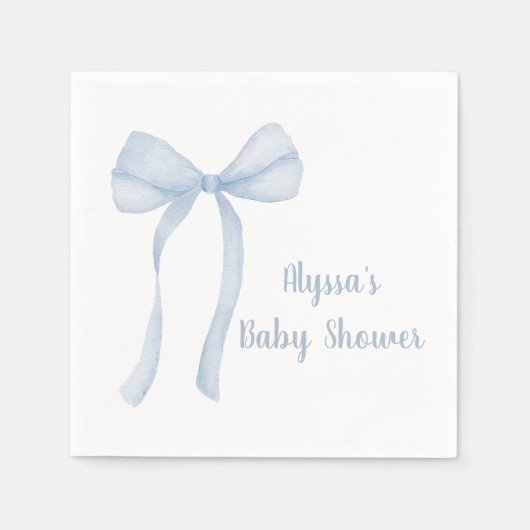 Blue Bow Bow Coquette Baby Dusche Serviette (Vorderseite)