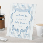 Blue Bow Boy Baby Dusche Begrüßungstisch Zeichen Sockelschild (In Situ)