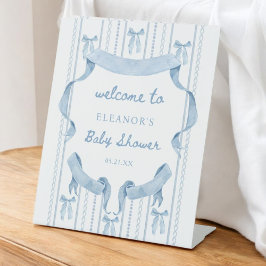 Blue Bow Boy Baby Dusche Begrüßungstisch Zeichen Sockelschild