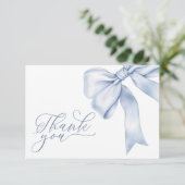 Blue Bow Boy Baby Dusche Danke Karte (Stehend Vorderseite)