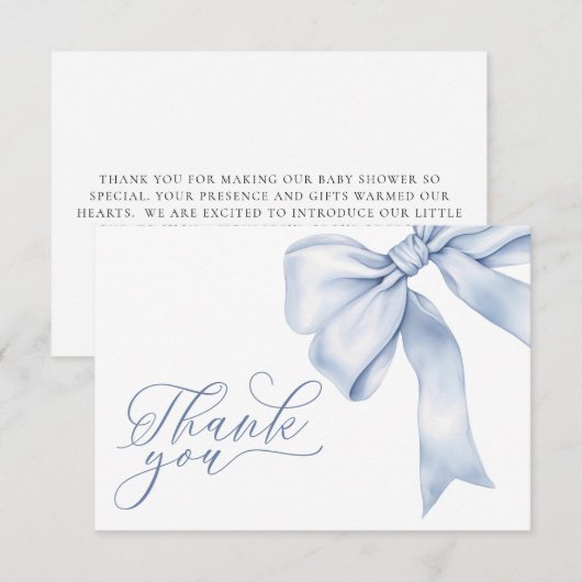 Blue Bow Boy Baby Dusche Danke Karte (Vorne/Hinten)