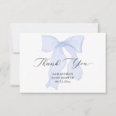Blue Bow Boy Baby Dusche Dankeskarte (Vorderseite)