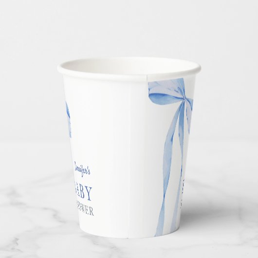 Blue Bow Boy Baby Dusche Pappbecher (Rechts)