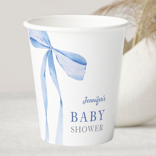 Blue Bow Boy Baby Dusche Pappbecher