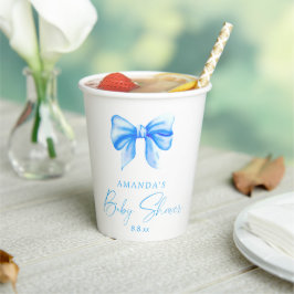 Blue Bow Boy Baby Dusche Pappbecher