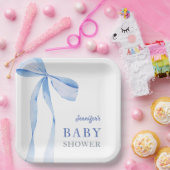Blue Bow Boy Baby Dusche Pappteller (Party)
