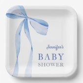Blue Bow Boy Baby Dusche Pappteller (Vorderseite)